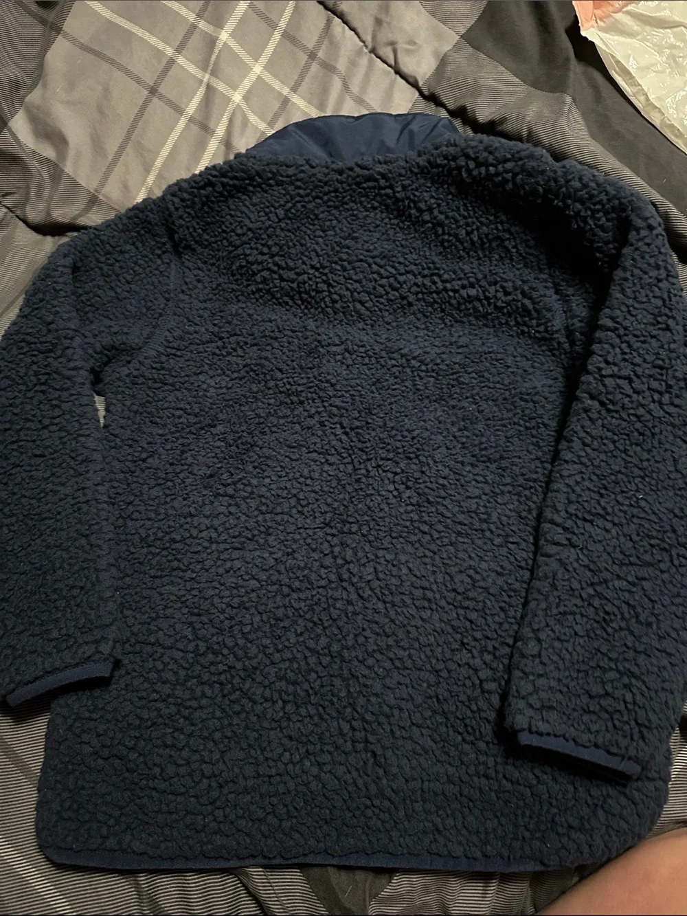 Carter's Navy Sherpa Pullover with Red Collar